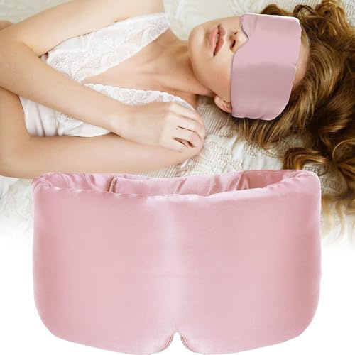 xolear Silkessovmask för personer som sover på sida, mjuk andningsbar 3D ögonmask för män och kvinnor med justerbart elastiskt band, ljusblockerande sovglasögon, lämplig för resor kontor yoga, rosa