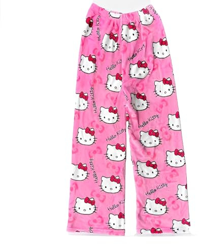 XLKTech Pyjama Hose Damen, Flanell Pyjamas Couple Pyjamahose Schlafanzughose Damen Lang Pyjamas Hosen Lang Schlafhose Weich Kawaii Anime Bequeme Schlafanzughose Cartoon Casual Herbst-Winter, XXL