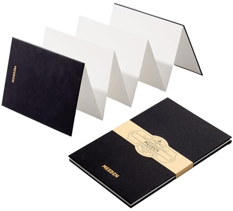 MEEDEN Blocco da disegno portatile con carta ad acquerello, 150 libbre/300 g/m², senza acidi, 100% cotone, a fisarmonica, diario per tecniche e viaggi, stampa a freddo