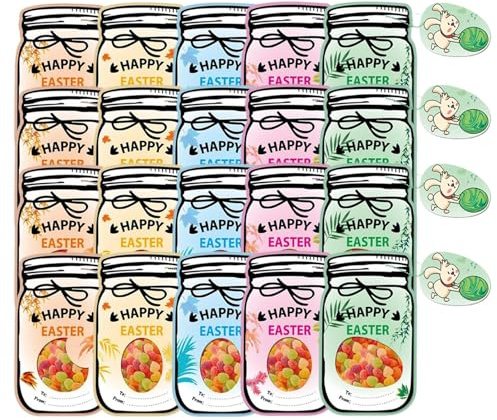 Générique Biglietti di Pasqua | 20 Pezzi Portacaramelle Con 20 Sacchetti Di | Carte Porta Caramelle Con Nastro Adesivo - Per Adulti, Adolescenti, Caccia Alle Uova, Riunioni e