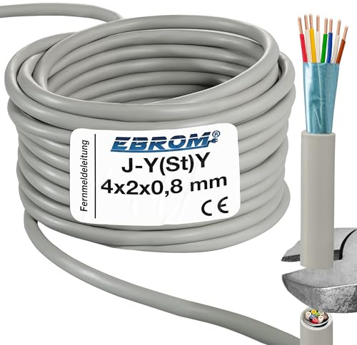 EBROM 50 Meter J-Y(St) Y Fernmeldeleitung - Fernmeldekabel - Telefonkabel - Telefonleitung J-Y(St) Y 4x2x0,8 mm 50 m
