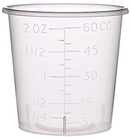 Two Ounce Measuring Cups with Rounded Brims for Medicine Dispensing or Mixing or Portioning (50)