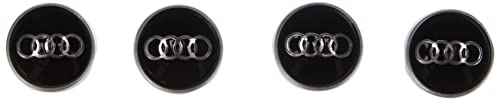 Audi 80A071215 Ventilkappen mit Ringe Logo, Universell, Schwarz/Silber