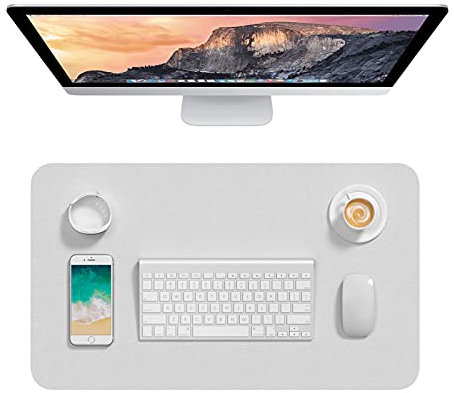 Hsurbtra Schreibtischunterlage,60 * 35cm,PU-Leder-Schreibtischmatte,Mauspad,Rutschfester Schreibtischschutz,wasserdichter Schreibtisch-Schreibblock für Büro und Zuhause,Grau