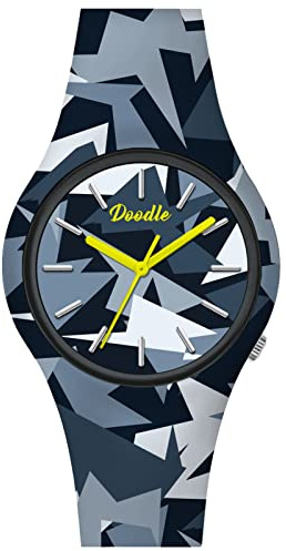 Doodle Watch Quarz Armbanduhr Tattoouhr Camouflage Blau mit Silikonband 39 MM DO39017