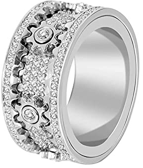 AMZCOM Bague Anneau Rotatif Filles, Bague Anti Stress Femme Acier Inoxydable, Fidget Fing Anxiety Spinner Ring avec Coffret Cadeau pour Homme, Soulagement du Stress