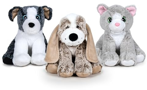 Famosa Softies - Peluches Domestic Animals de 27 cm, Juguete de Animalitos Blanditos y Suaves, Envío Aleatorio, 2 Diferentes Razas de Perros y 1 Gato, Desde 0 Años, Famosa (760021801)