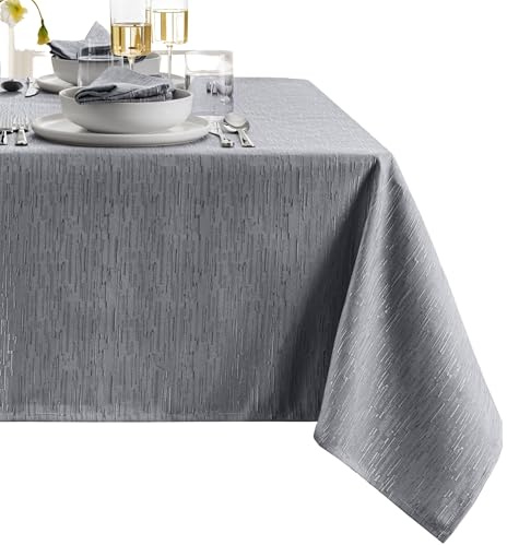 Elrene Home Fashions Continental Solid Texture Water and Stain Resistant Tablecloth, 52X70 Rectangle, Gray