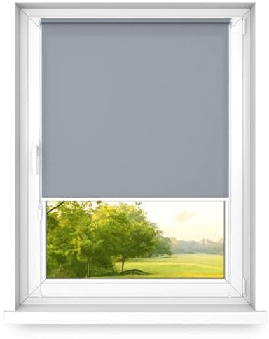 time4blinds Mini Basic - Estor enrollable no invasivo para ventana interior sin taladrar, con asas no invasivas, 400 x 1000 mm, gris operado en el lado izquierdo