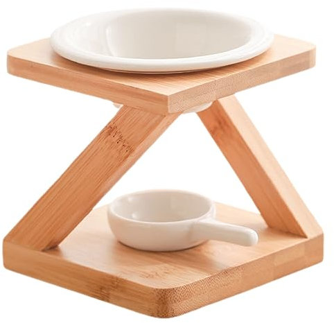 Uonlytech Aromabrenner Keramik Wachsschmelzbrenner Ätherisches Öl Brenner Duftwärmer mit Holzständer Teelichthalter Duftlampe Aromalampe Ölbrenner für Meditation Yoga Spa