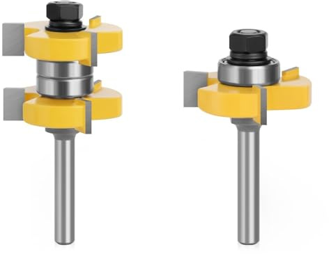 WZFC 2 st set 8 mm skaft tunga och spårfräs set lager 1-1/2 Tenon fräs