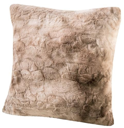 Housse de coussin Delindo Lifestyle Kingston, en fourrure artificielle douce et duveteuse, crème beige, 50 x 50 cm