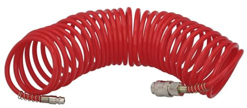 WOLFPACK LINEA PROFESIONAL Manguera Espiral Aire Comprimido 15 Metros Adaptador Rápido.