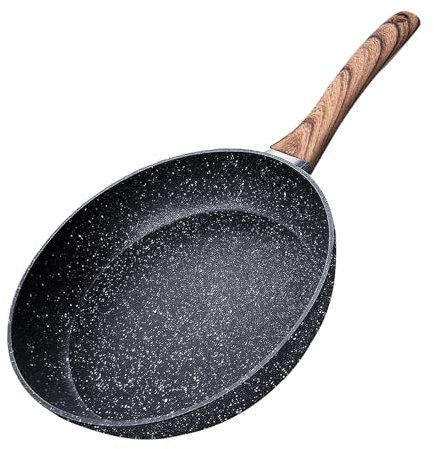 KOOSREEL Frying Pan, 20cm Non Stick Small Frying Pan with Sturdy Handle-Anti-Scratch Anti-Stain, Cast Aluminium Stone Skillet Pan for Induction Hobs, PFOA Free, Black