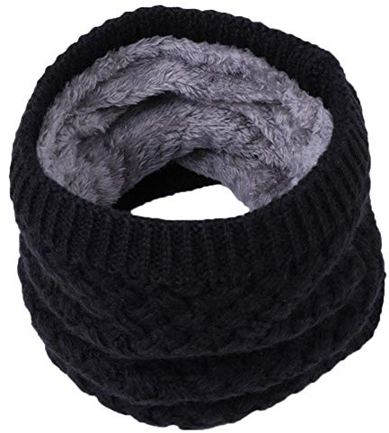 Cache-Cou Hiver Écharpe Circulaire Chaude Tricotée pour Enfants Tour de Cou Col Épaisse Cache Cou Doublée de Tube en Polaire Thermique Doux