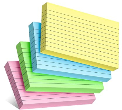 MIUTEM 300Pcs Flash Cards,3x5 (127x76mm) Ruled Index Cards,Revision Cards Coloured for Studying,Heavy Note Cards for Office, Home and School