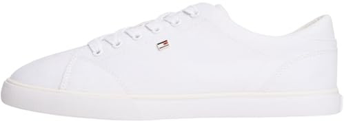 Tommy Hilfiger Donna Sneakers in Tela Low Profile con Lacci, Bianco (White), 37