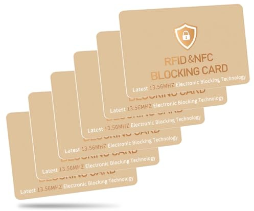 6 Pack RFID Blocking Card, RFID Card for Wallets, Contactless NFC Blocker, RFID Blocker Credit & Debit Card Protector, RFID Cards Safecard for Men & Women, One Card Protect Entire Wallet (Gold)
