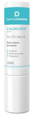Dermovitamina Calmilene Nutribalm - Balsamo Labbra Secche e Screpolate - Stick Nutriente tipo Burrocacao Con Ceramidi, Acido Ialuronico E Vitamina E - Lip Balm Idratante - 4ml