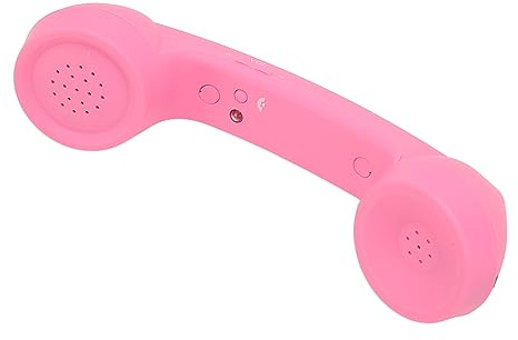 Hamwesh Retro Phone Handset with Cordless BT for Cell Phone Comfortable Call Classic Vintage Cordless Telephone Handset Mic Headphones (Pink)