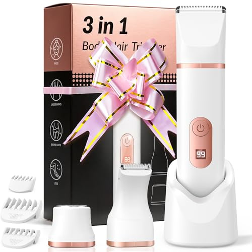 Rasoir Electrique Femme 3 en 1, Tondeuse Intime Intime: Tondeuse Humide/Sèche, Portable et Sans Fil, pour Maillot/Visage/Aisselles/Jambes/Bras, Indolore et Sans Irritation, Cadeau Parfait pour Femme
