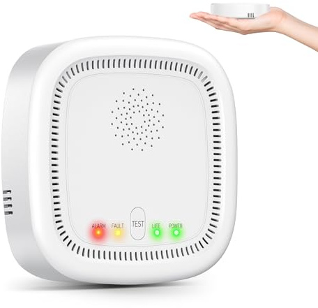 Yeerain Détecteur de Gaz 100% sur Batterie, Détecte Le Gaz Naturel et Le Méthane, Alarme Sonore et Lumineuse pour Maison et Camping-Car (Batterie Incluse)