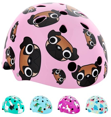 Hornit Kids Bike Helmet | Kids Helmet | Child Bike Helmet | Bike, Skateboard, Skating & Scooter Helmet | BMX Helmet Kids | Toddler Bike Helmet | Multi-sport Helmet | (Medium, Pug Puppies)