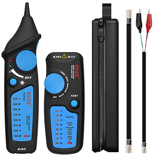 Bside FWT81 Wire Tracker RJ45 RJ11 Telephone Network Line Tester LAN TV Electric Line Finder Network Cable Collation Continuity Checker with Flashlight