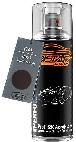 RAL 8022 Schwarzbraun silkesmatt 2K Akryl Sprayburk Sprayfärg Sprayfärg 400 ml snabbtorkande