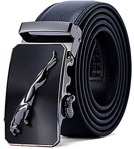Hombre Cinturón,Cuero PU Cinturón Hombre Cinturones Piel con Jaguar Metal Hebilla Automática Moda Cintura Correa,para Uso Traje Para Ropa Formal/Jeans Negocios Men's Belt Clásico Perfecto Regalo