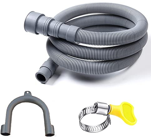 HLMOptimo 6 Feet Universal Washing Machine Drain Hose Flexible Dishwasher Drain Hose Extension Kits Corrugated Washer w/ 2 Clamps 1 adapter 1 U-Bend Holder