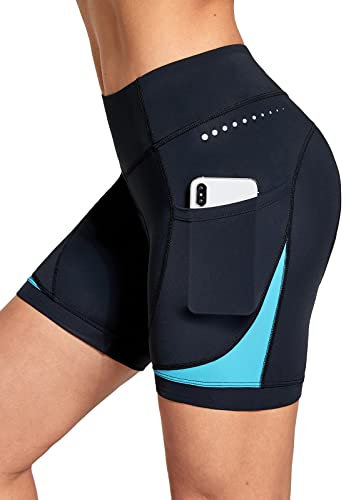 baleaf Radlerhose Damen Gepolstert 4D Fahrradhose Radhose Gepolstert Kurz Radunterhose Rennrad Hose Fahrrad Unterwäsche Radbekleidung Blau XL