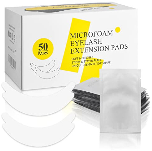 LASHVIEW 50 Pairs Eye Pads,Under Eye Pads for Eyelash Extension,Microfoam Eye Pads,Natural NO Hydrogel,Lash Extension Lint Free,Fit Most Eye Shape, Stick Well,Hypoallergenic,Waterproof