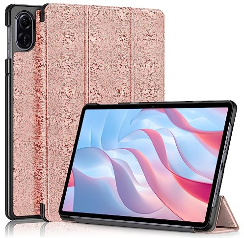 TOPCASE Magnetiskt smalt fodral kompatibelt med Honor Tab X9/X8 11,6 tum surfplatta tredelat fodral med stativfunktion, roséguld