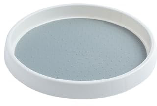 Lazy Susan Turntable, 30cm cupboard organiser, Large Dimension Skid Spice Rack Turntable, 360 Degree Rotating Seasoning Organizer for Fridge, Kitchen, Pantry Cabinet, Refrigerator, White/Grey