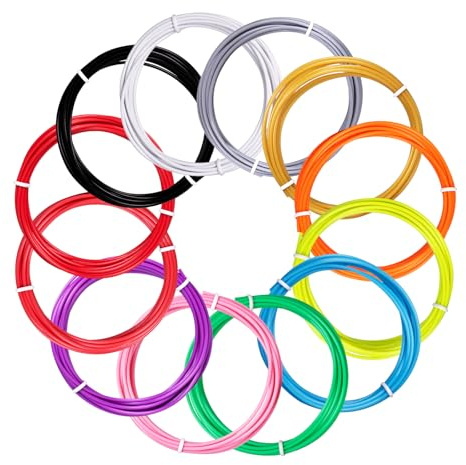 Kretrum Filamento de pluma 3D, recargas, 12 colores, pluma de impresión 3D, filamento PLA de 1,75 mm de cada color, 3 m, total de 36 m (118 pies), recargas de PLA compatibles con lápices MYNT3D
