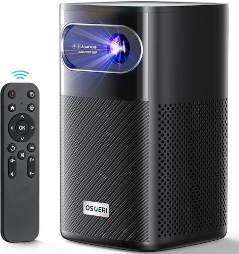 Osoeri Mini Beamer, Mini Projektor 4K, 1080P, Bluetooth, WLAN, Autofokus, 4P Leiter Portable Smart Projector, DLP Videoprojektor Mit 2 * 10 W 3D-Lautsprecher, Staubdichte Full HD Beamer 4K Android TV
