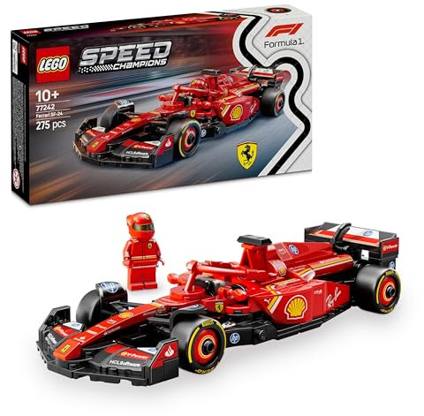 LEGO Speed Champions Ferrari SF-24 F1 Race Car Toy with a Collectible Formula 1 Driver Minifigure - Model Kits for 10+ Year Old Boys & Girls or Adult Motorsport Fans 77242