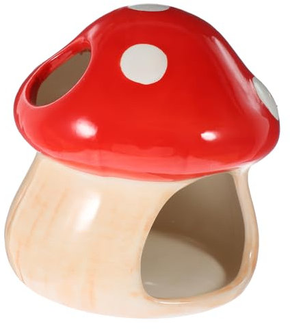 BELLIFFY Hamsterhaus Pilzförmig Keramik Nest Für Hamster Kühlhaus Sommer Versteck Für Kleintiere Igelhaus Rattenversteck