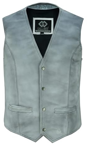 Gallanto Mens Soft Black Leather Waistcoat, Party Fashion Designer Vest Stylish Real Soft Sheepskin Leather Waistcoats Snap Button