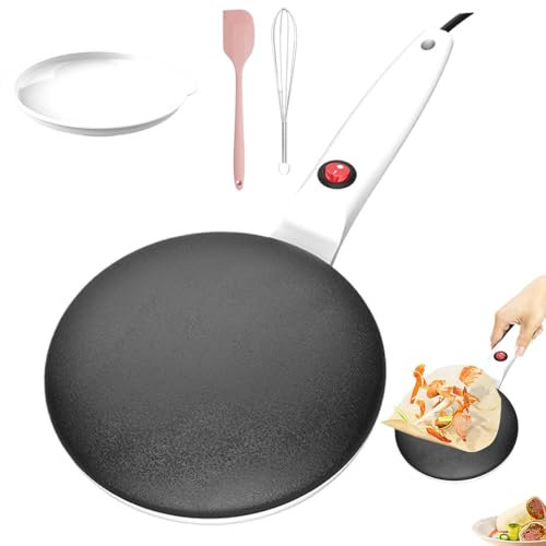 lyanny Crepiera Elettrica, Crepiera Istantanea con Manico Antiaderente, Crepiera Elettrica Istantanea Antiaderente da 20 cm, Controllo Automatico della Temperatura, Facile Pulizia