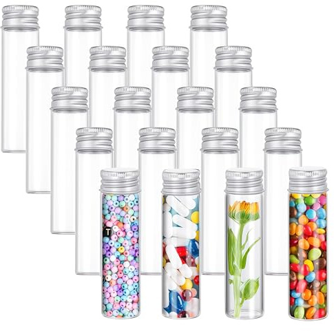 THXFUNAREA 20 Pièces 25 Ml Tube à Essai,Éprouvette Transparent,Tubes à Essai En Plastique,Tube Plastique Transparent Avec Bouchon Avec Bouchon à Vis,Pour Fleurs,Bonbons