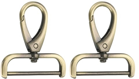 QUARKZMAN 2pcs Gancho Giratoriosmontable Con Anilla D 1 1/2 Y Mosquetón Giratorio Para Correas Bolso Llaveros Bolsas Manualidades DIY, Latón