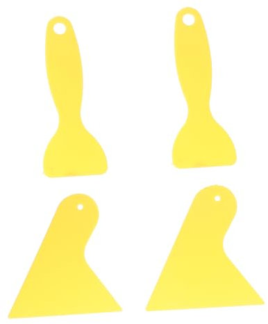 Cabilock Spatola per Pellicola Auto 4pezzi in Plastico Giallo Triangolare Finitura Rigida per Applicazione Film Protettivo e Decalcomania