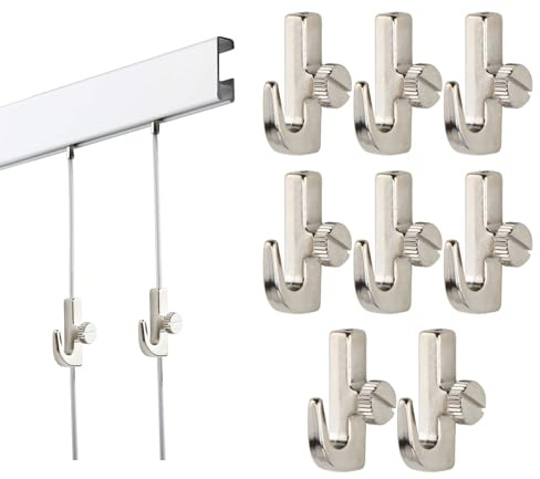 10 Mini Ganci per Quadri, Accessori per Binari di Galleria e Binari, Argento,Ganci Avvitabili per Appendere Artistici