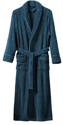LZPCarra Peignoir long moelleux pour homme - Peignoir chaud à manches longues - Avec ceinture - Grande taille - En polaire - Pour l'hiver - Élégant et décontracté, AG, XXXL