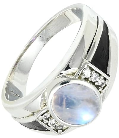 SILVERTROVE Ädelsten 925 sterlingsilver snygg handgjord band ring presentartiklar män och kvinnor smycken CRG1166AA, Ädelmetall Ädelsten, Månsten