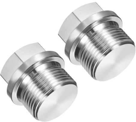 PATIKIL Bouchon De Vidange M24 x 1.5 Male 2 Pcs 304 Acier Inoxydable Métrique Hexagonal À Bride Raccord De Tuyau Solide Pour Joint Hydraulique