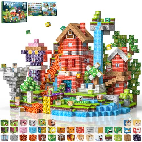 ONLYFUN Bloques Magneticos Construccion Niños 220 Piezas 2CM 3+ Magneticas, Juego Blocks Tiles Construcción, Juguetes Montessori para Niños 4 5 6 7 8 9 10 11 12 Regalos de Cumpleaños para Niñas