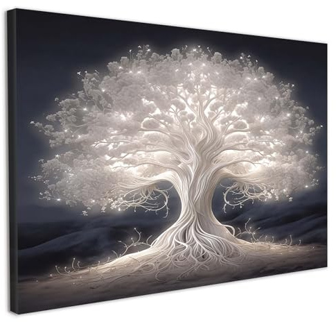 Galmcook Framed Canvas Wall Art 12x16 Inch Glowing Tree Artwork Modern Wall Canvas Picture for Living Room Bedroom Hallway and Stairs Wall Decoration with Hooks and Magic Tape